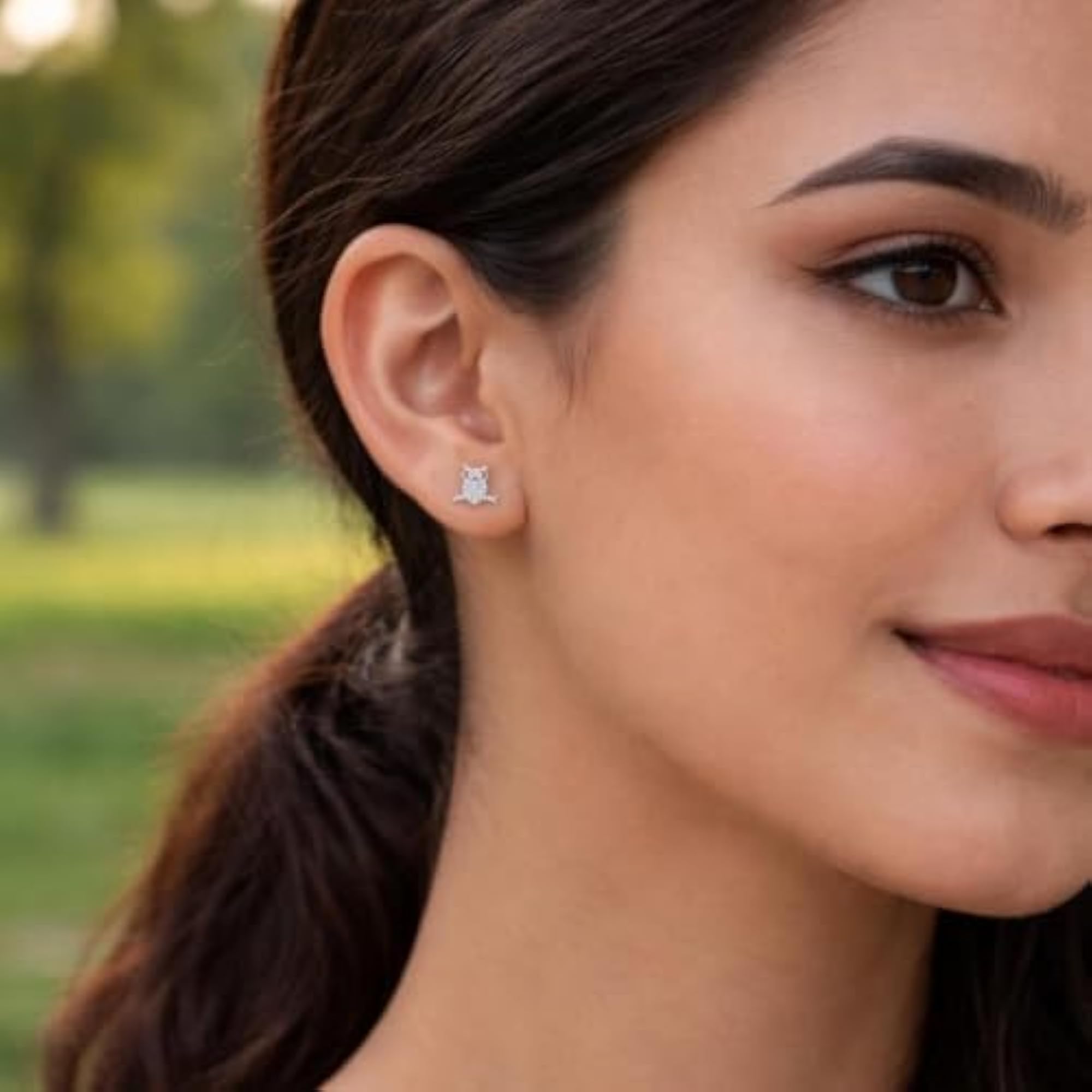 Women's 925 Sterling Silver Owl CZ Stud Earrings